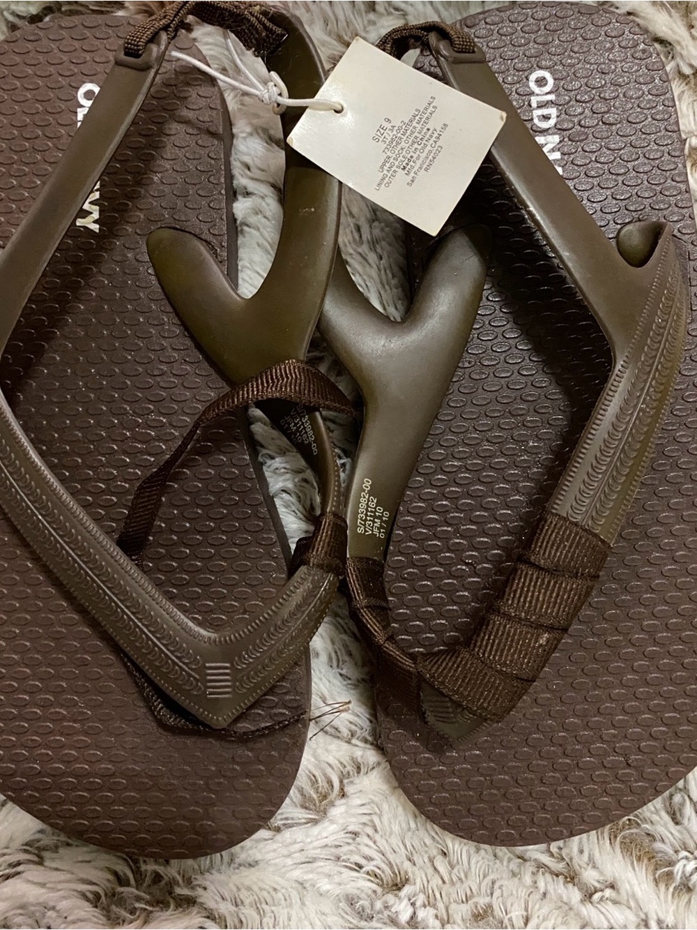 Old Navy Dark Brown toddler Flip Flop Sandals size 9